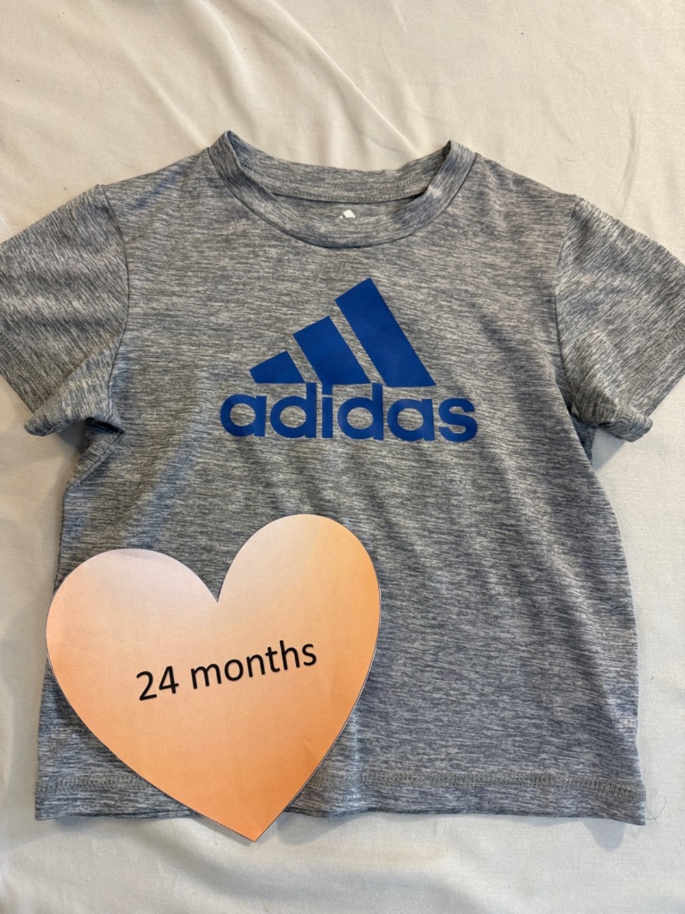 Adidas Kids - LIKE NEW Heather Grey Tee with Blue Logo